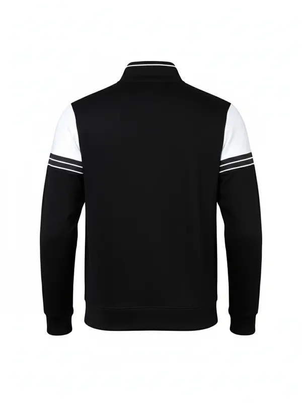 Highlander Men Black Mock Collar Front-Open Sweatshirt