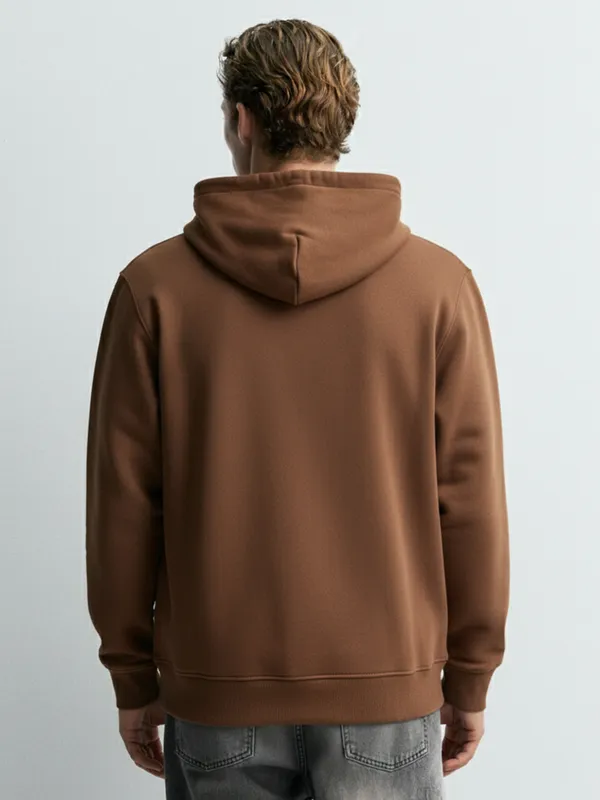 Highlander Men Brown Hooded Pullover Sweatshirt