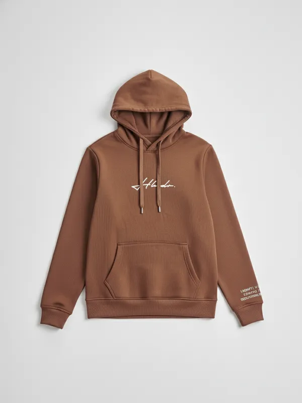 Highlander Men Brown Hooded Pullover Sweatshirt