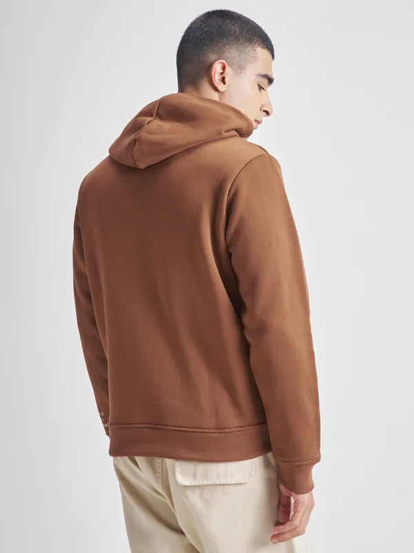 Highlander Men Brown Hooded Pullover Sweatshirt