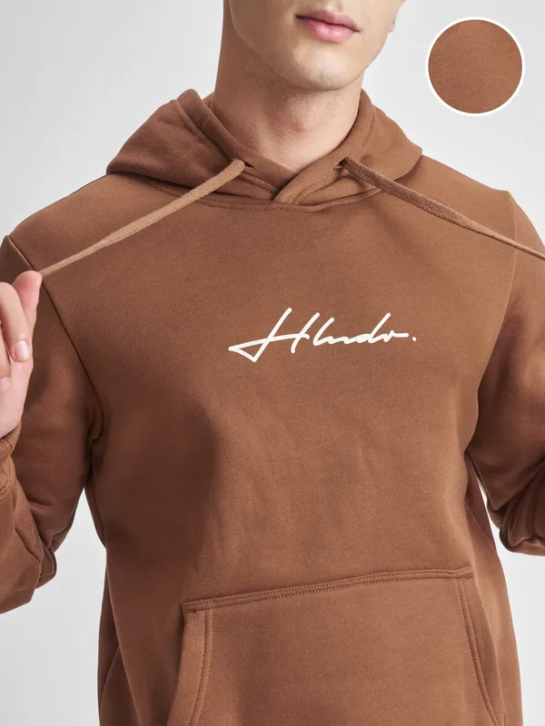 Highlander Men Brown Hooded Pullover Sweatshirt