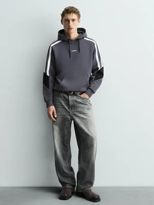 Highlander Men Blue Hooded Pullover Sweatshirt