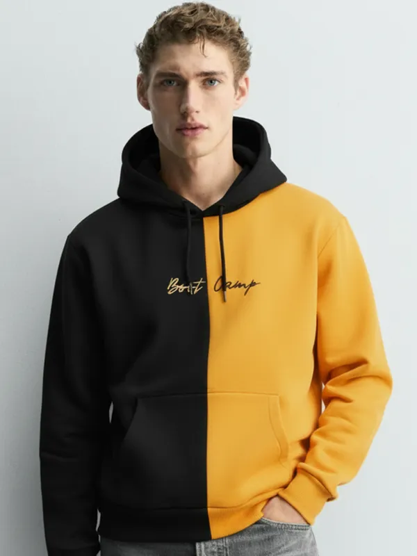 Highlander Men Black Hooded Pullover Sweatshirt