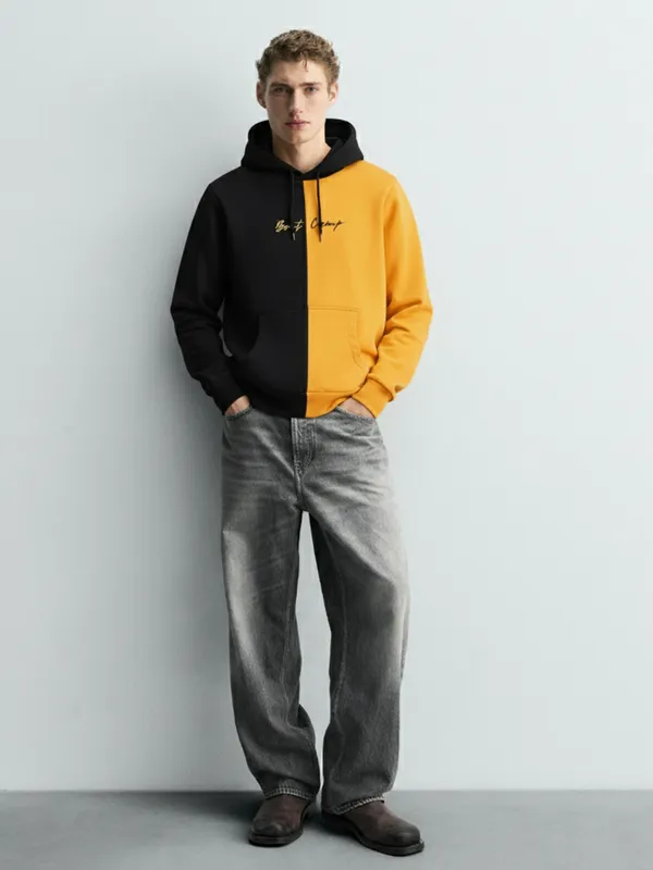 Highlander Men Black Hooded Pullover Sweatshirt