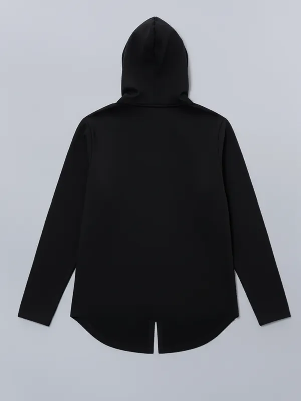 Highlander Men Black Hooded Front-Open Sweatshirt