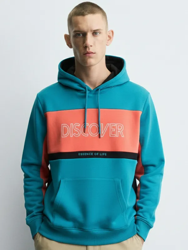 Highlander Men Teal Hooded Pullover Sweatshirt