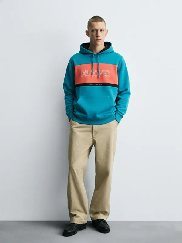 Highlander Men Teal Hooded Pullover Sweatshirt