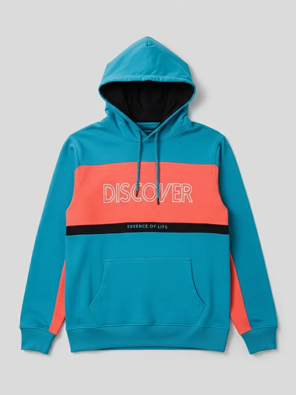 Highlander Men Teal Hooded Pullover Sweatshirt
