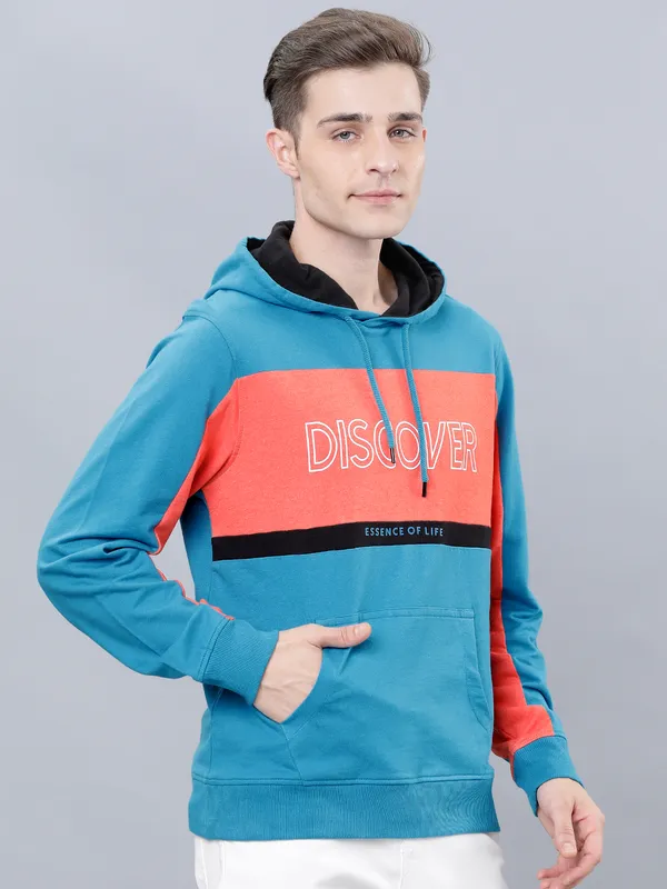 Highlander Men Teal Hooded Pullover Sweatshirt