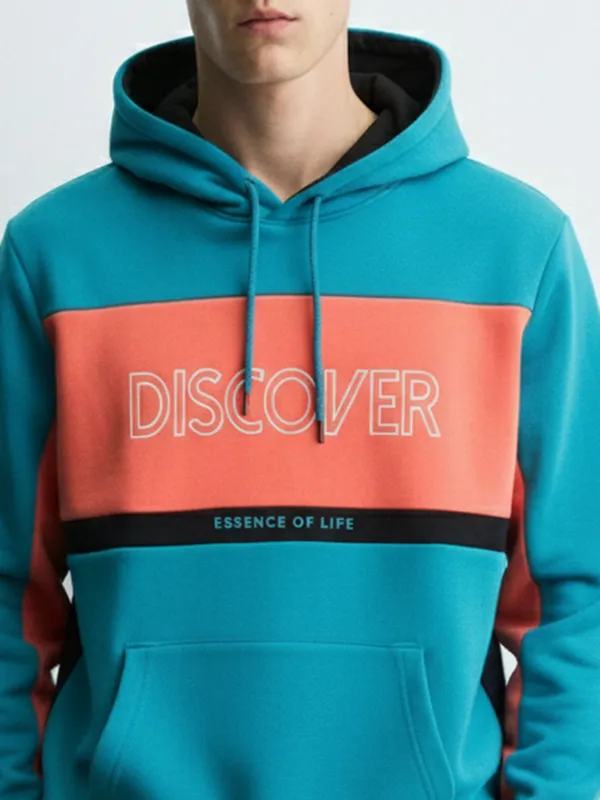 Highlander Men Teal Hooded Pullover Sweatshirt