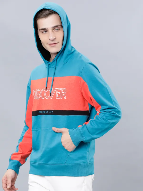 Highlander Men Teal Hooded Pullover Sweatshirt
