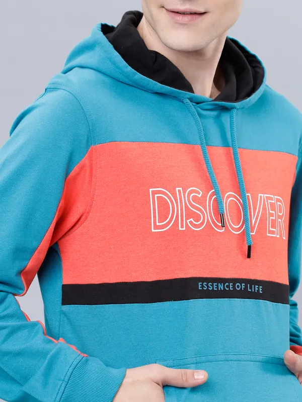 Highlander Men Teal Hooded Pullover Sweatshirt