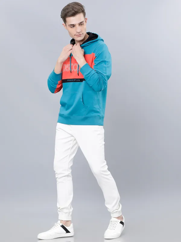 Highlander Men Teal Hooded Pullover Sweatshirt