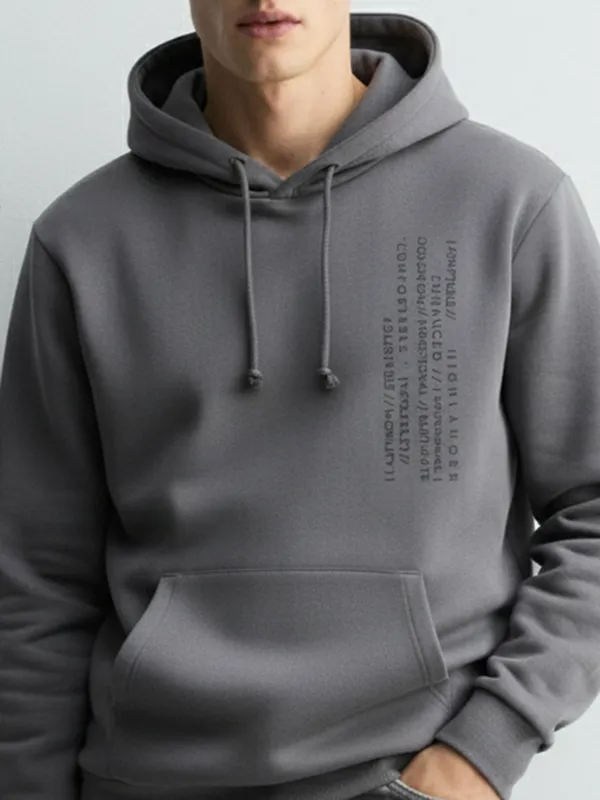 Highlander Men Grey Hooded Pullover Sweatshirt
