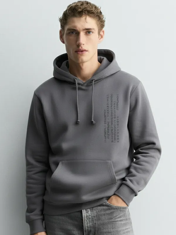 Highlander Men Grey Hooded Pullover Sweatshirt