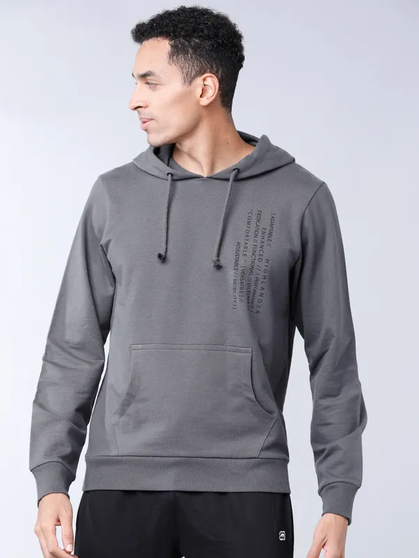 Highlander Men Grey Hooded Pullover Sweatshirt