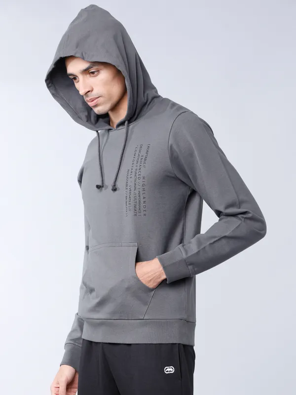 Highlander Men Grey Hooded Pullover Sweatshirt