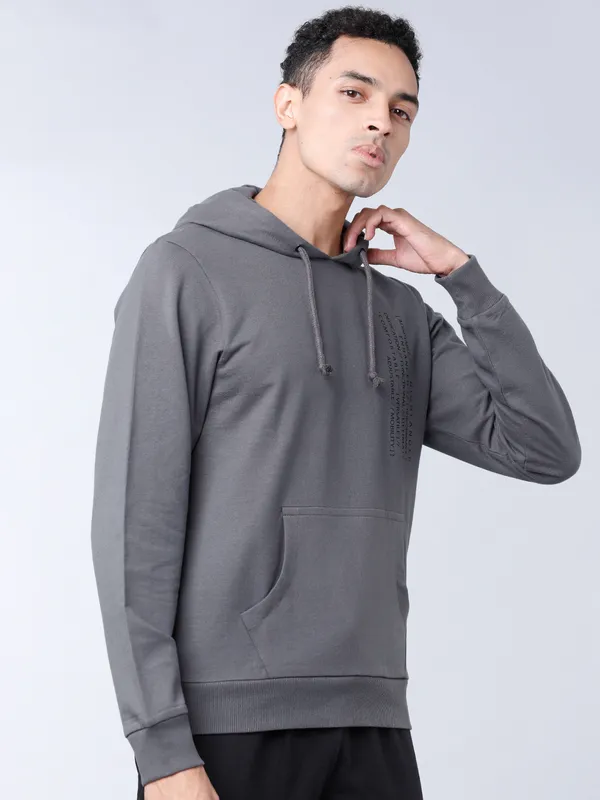 Highlander Men Grey Hooded Pullover Sweatshirt