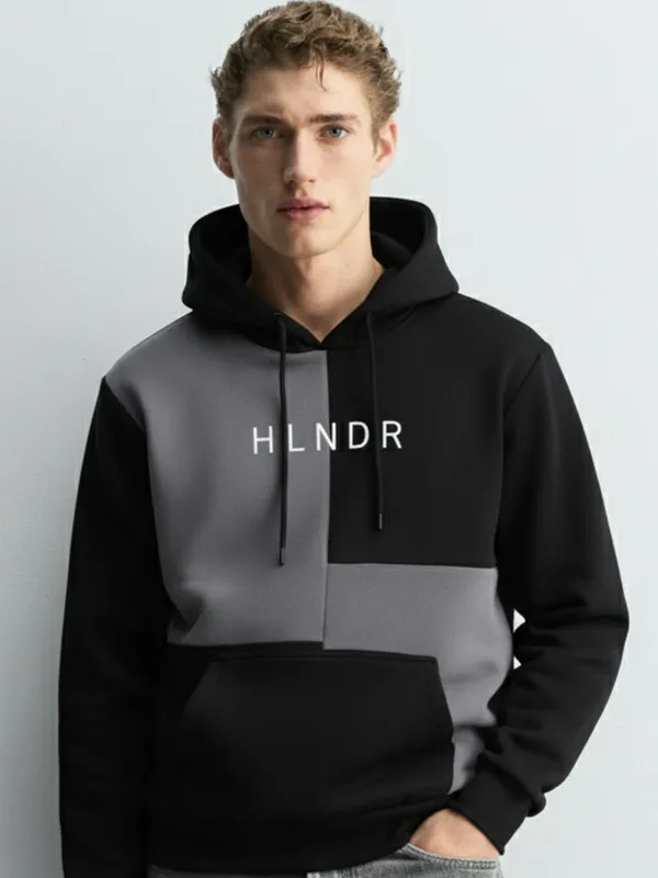 Highlander Men Black Hooded Pullover Sweatshirt