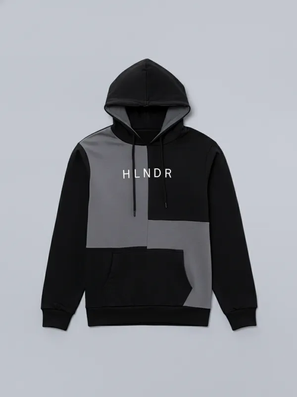 Highlander Men Black Hooded Pullover Sweatshirt