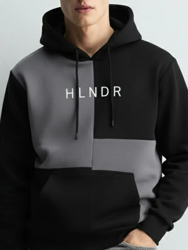 Highlander Men Black Hooded Pullover Sweatshirt