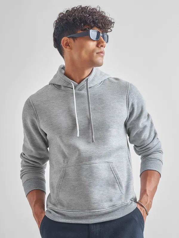 Highlander Men Grey Hooded Pullover Sweatshirt