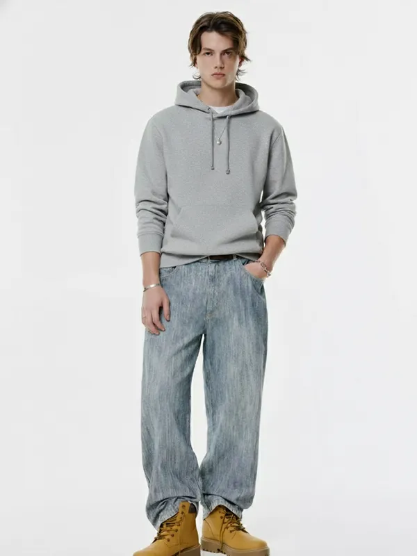 Highlander Men Grey Hooded Pullover Sweatshirt