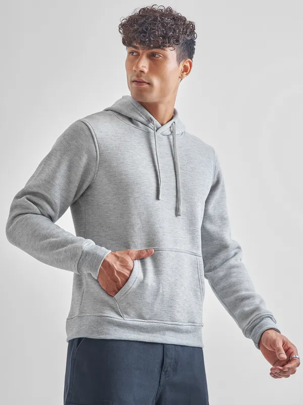 Highlander Men Grey Hooded Pullover Sweatshirt
