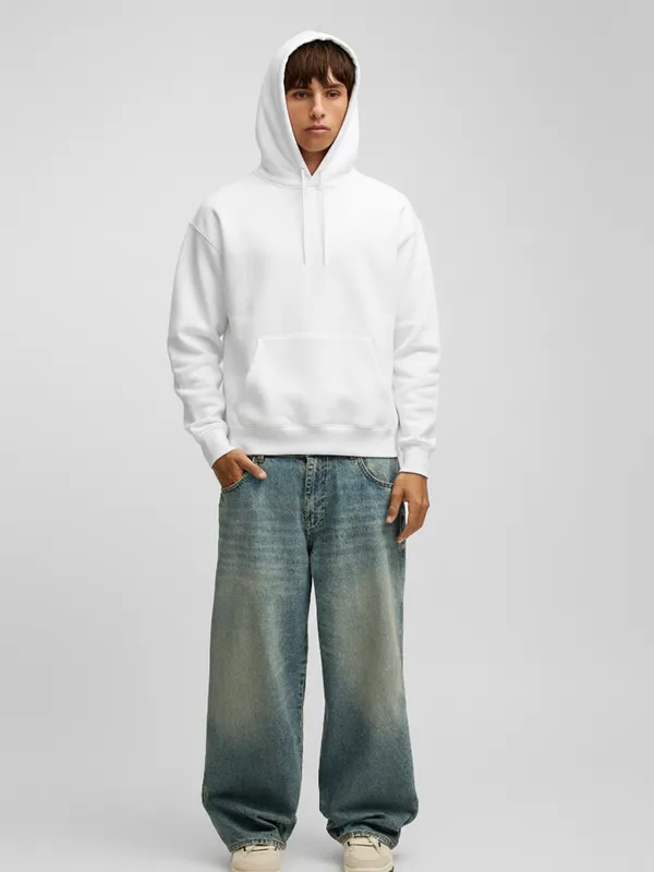 Highlander Men White Hooded Pullover Sweatshirt