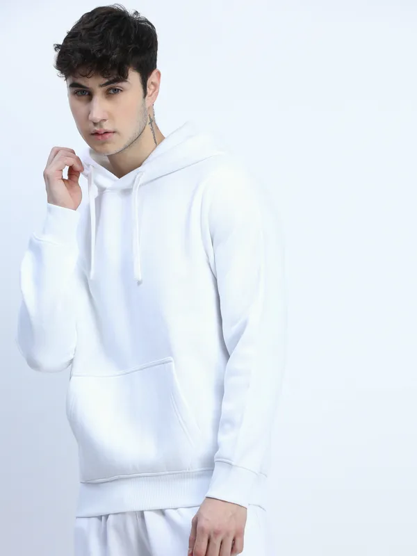 Highlander Men White Hooded Pullover Sweatshirt