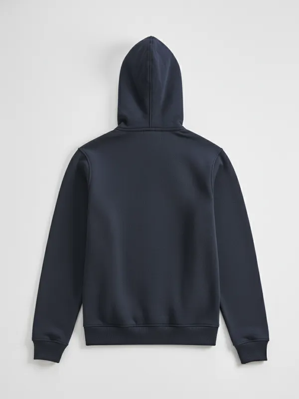 Highlander Men Navy Blue Hooded Front-Open Sweatshirt