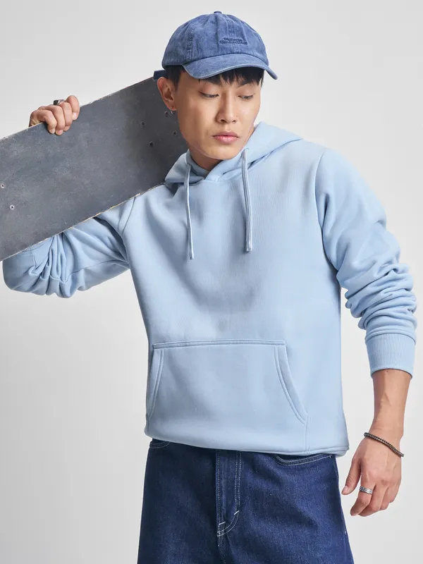 Highlander Men Blue Hooded Pullover Sweatshirt