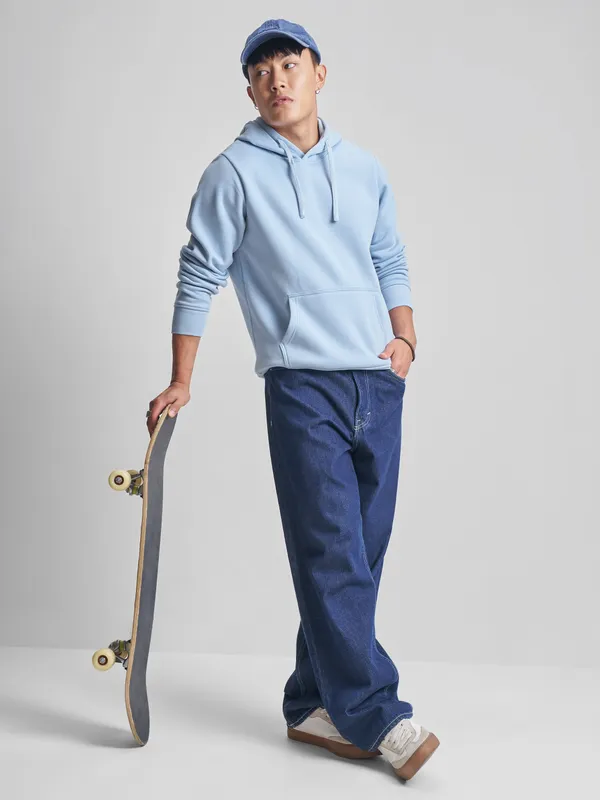 Highlander Men Blue Hooded Pullover Sweatshirt