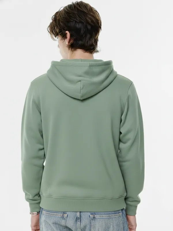 Highlander Men Green Hooded Front-Open Sweatshirt