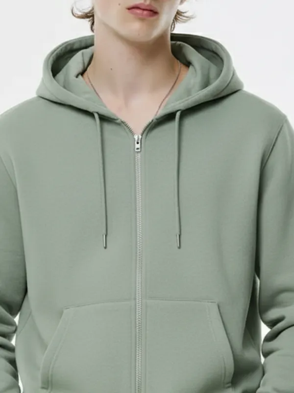 Highlander Men Green Hooded Front-Open Sweatshirt