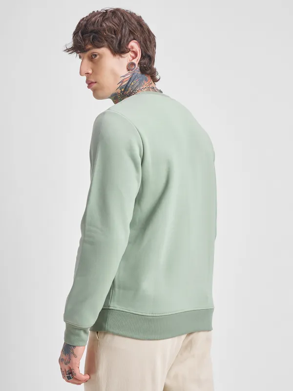 Highlander Men Green Round Neck Pullover Sweatshirt