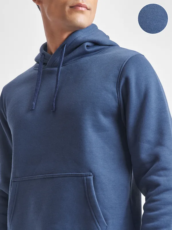 Highlander Men Blue Hooded Pullover Sweatshirt