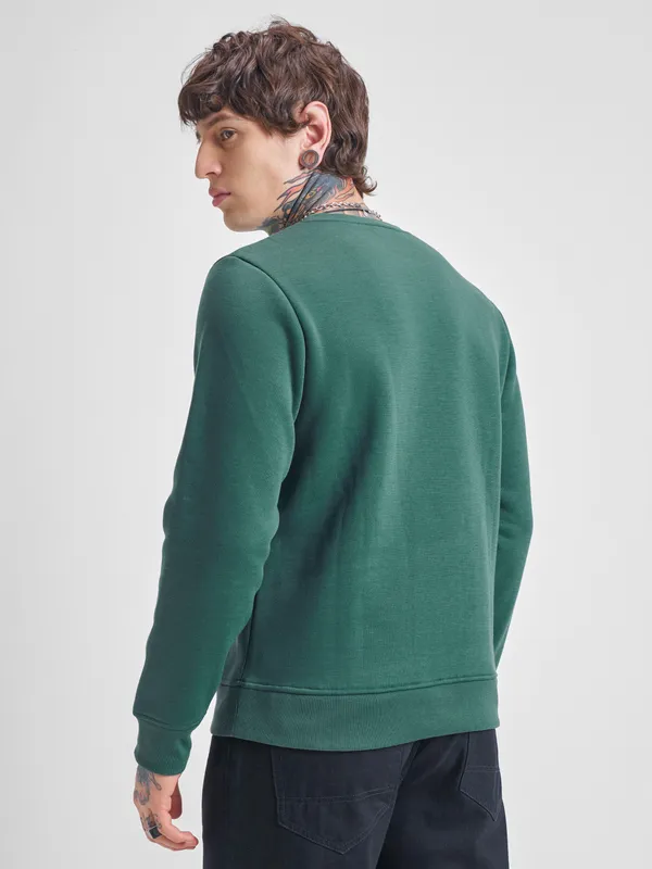 Highlander Men Green Round Neck Pullover Sweatshirt