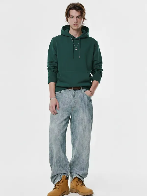 Highlander Men Green Hooded Pullover Sweatshirt