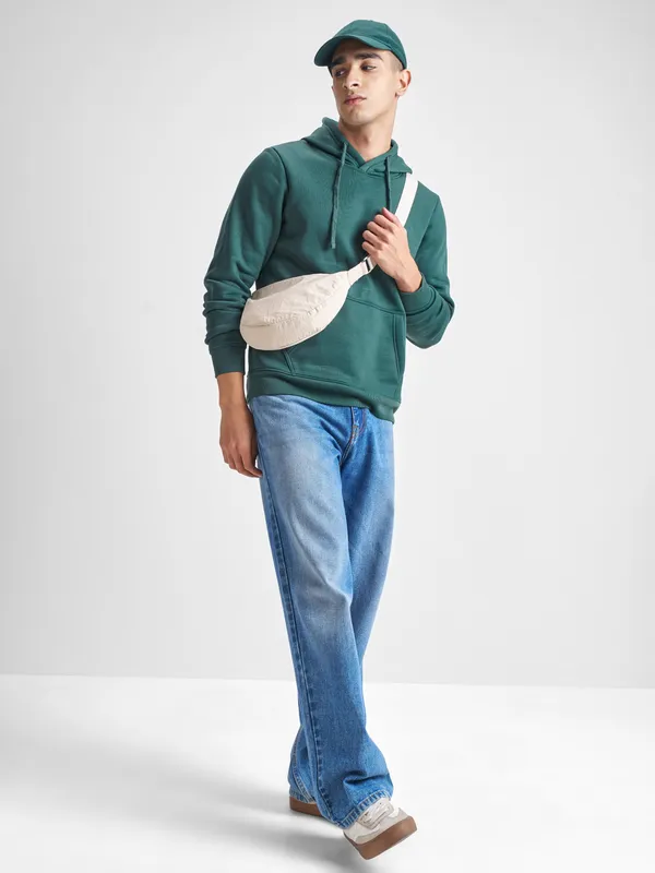 Highlander Men Green Hooded Pullover Sweatshirt