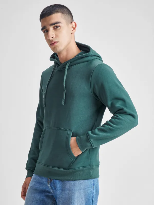 Highlander Men Green Hooded Pullover Sweatshirt