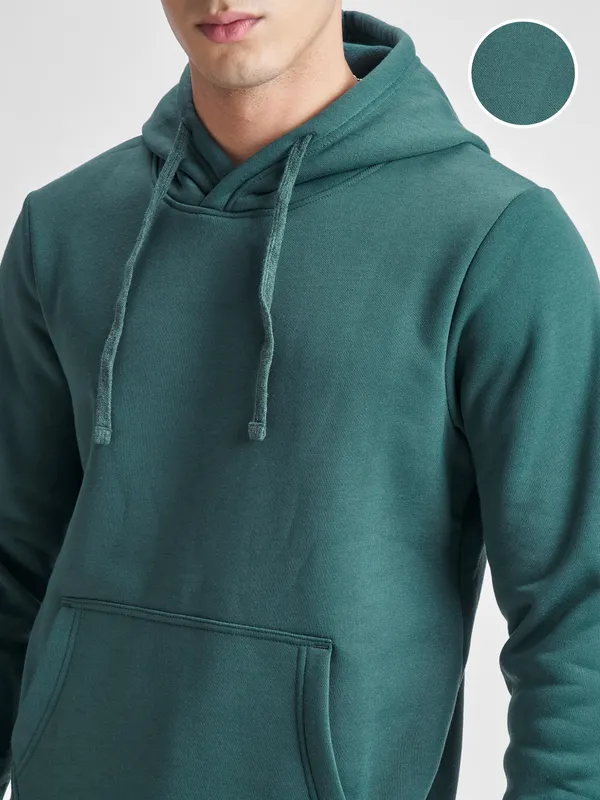 Highlander Men Green Hooded Pullover Sweatshirt
