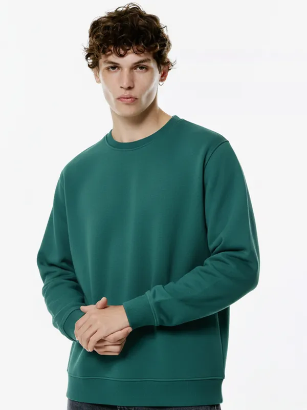 Highlander Men Green Round Neck Pullover Sweatshirt