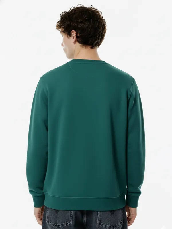 Highlander Men Green Round Neck Pullover Sweatshirt