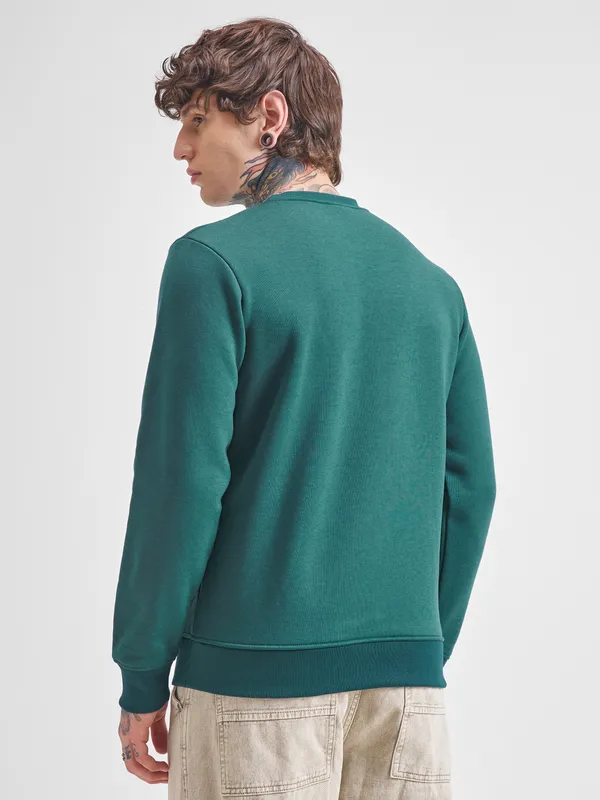 Highlander Men Green Round Neck Pullover Sweatshirt