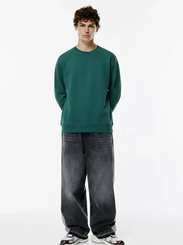 Highlander Men Green Round Neck Pullover Sweatshirt