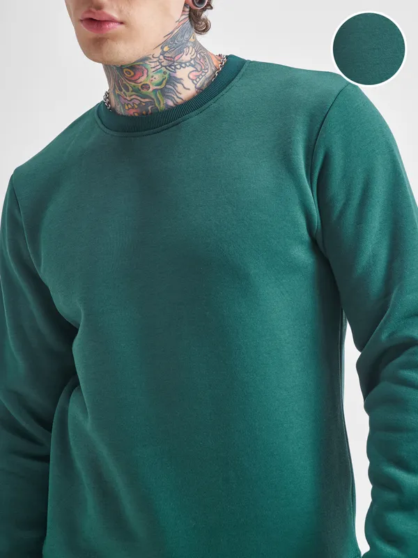 Highlander Men Green Round Neck Pullover Sweatshirt