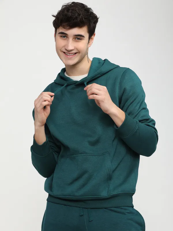 Highlander Men Green Hooded Pullover Sweatshirt