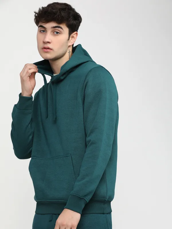 Highlander Men Green Hooded Pullover Sweatshirt