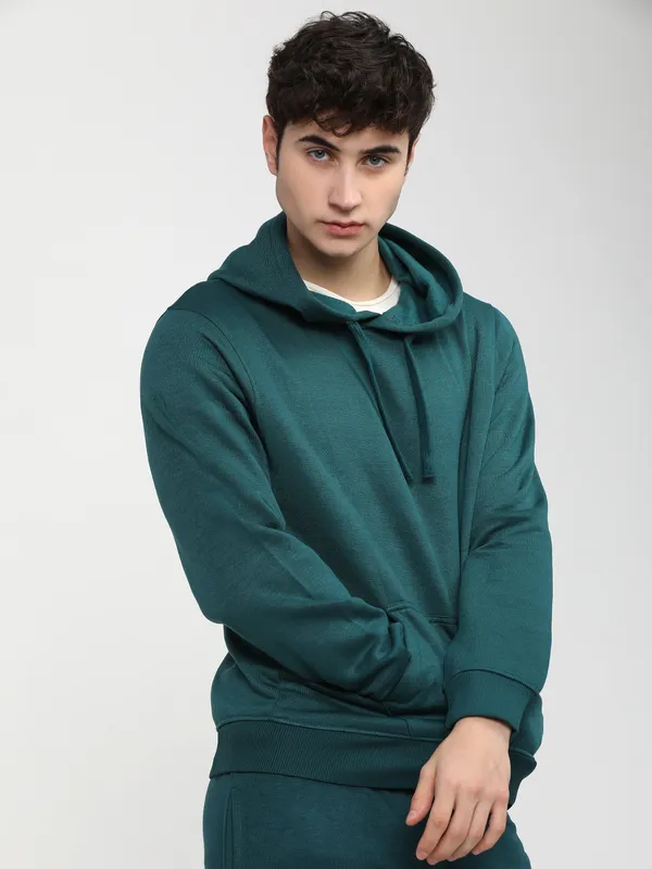 Highlander Men Green Hooded Pullover Sweatshirt